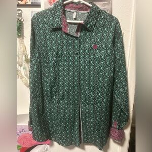 Cinch teal and Pink Button Down Shirt